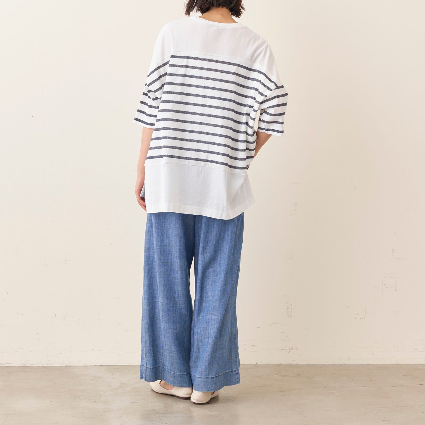 パネルボーダーTシャツ(レディース・5分袖)_3113813