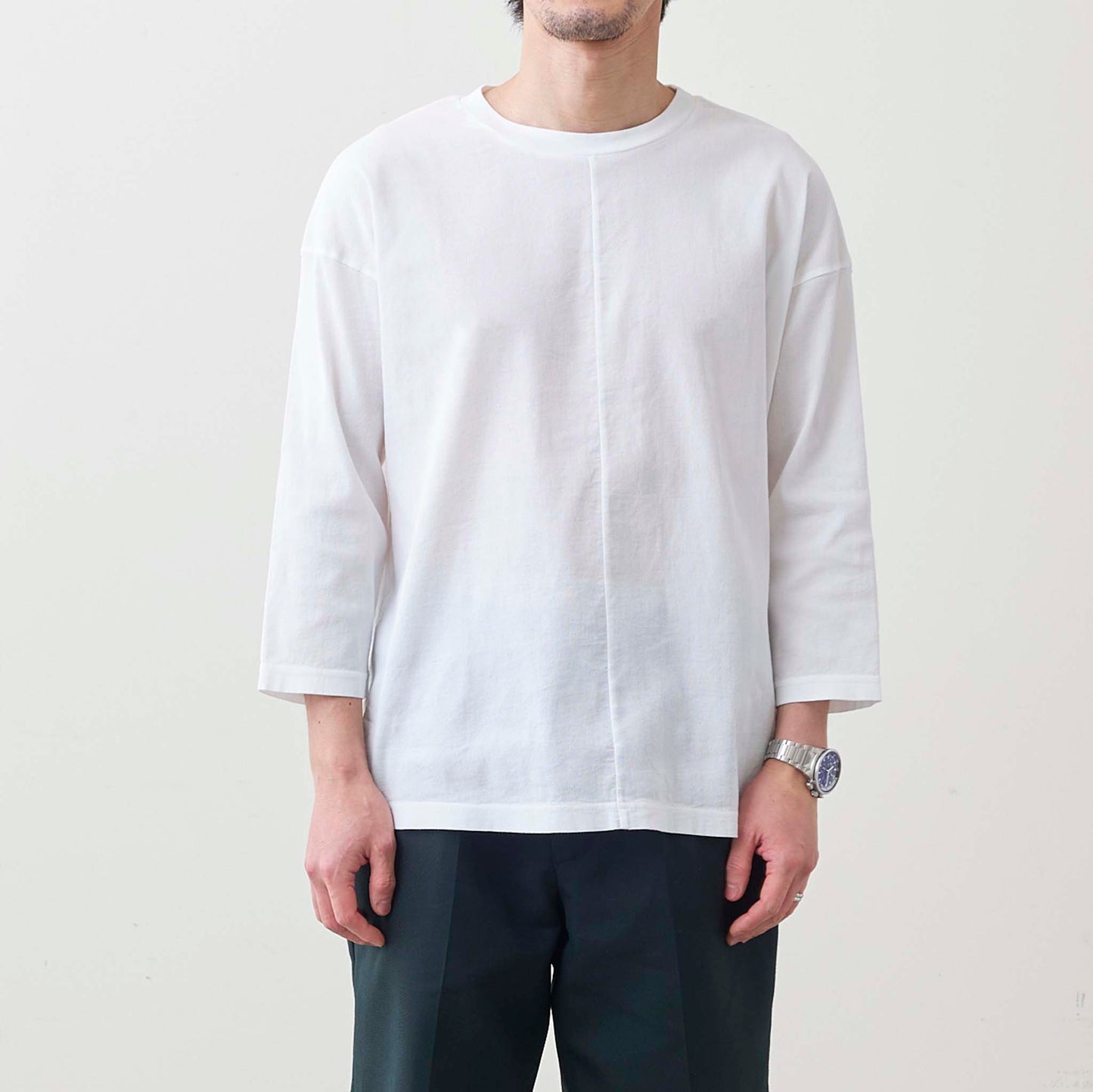 クルーネックリラックスTシャツ(ユニセックス・7分袖)_3414834