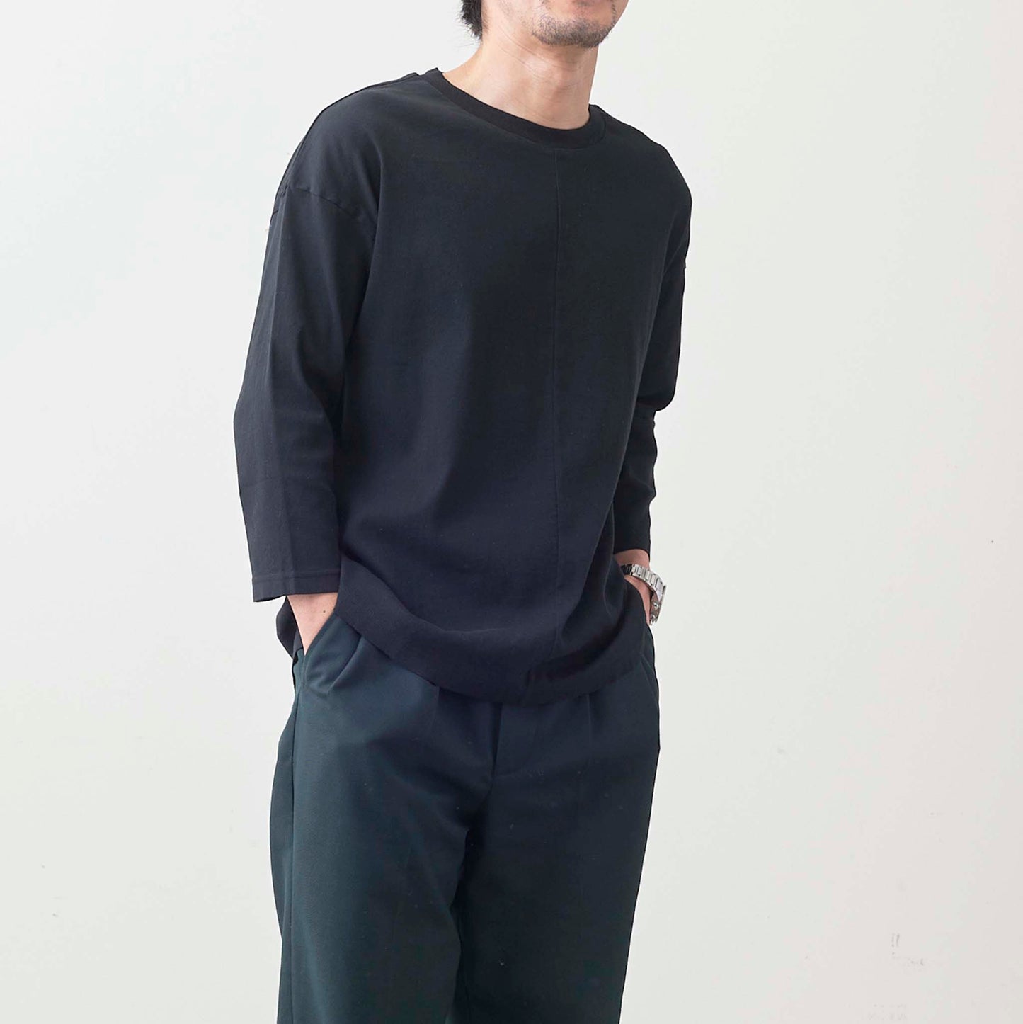 クルーネックリラックスTシャツ(ユニセックス・7分袖)_3414834