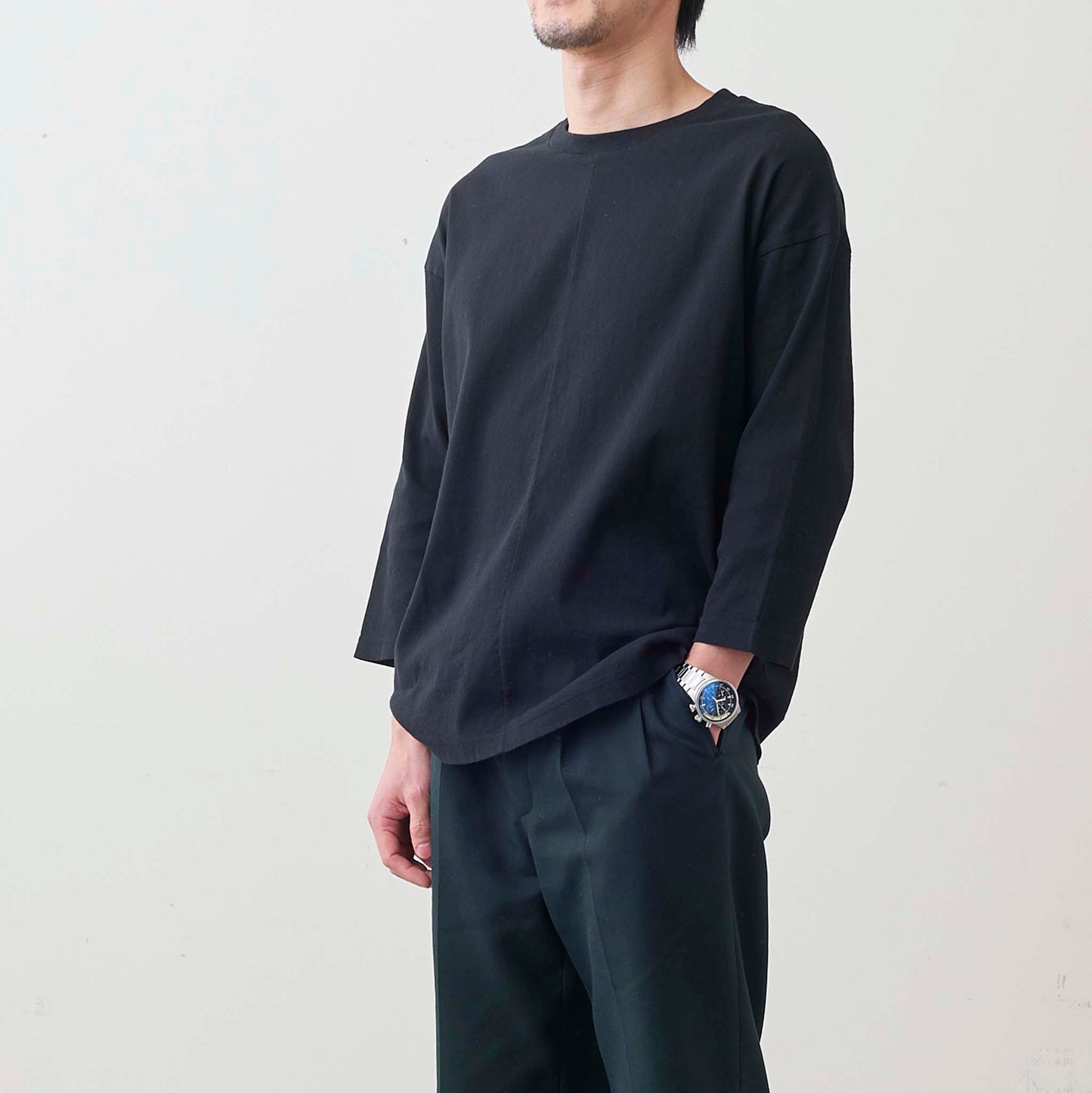 クルーネックリラックスTシャツ(ユニセックス・7分袖)_3414834