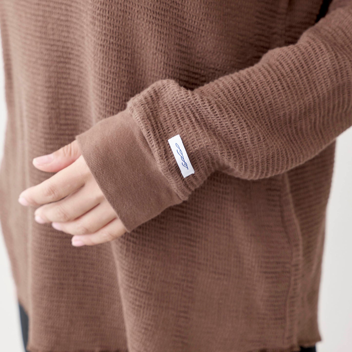 ビワッフルクルーネックTシャツ(ユニセックス・長袖)_3433824