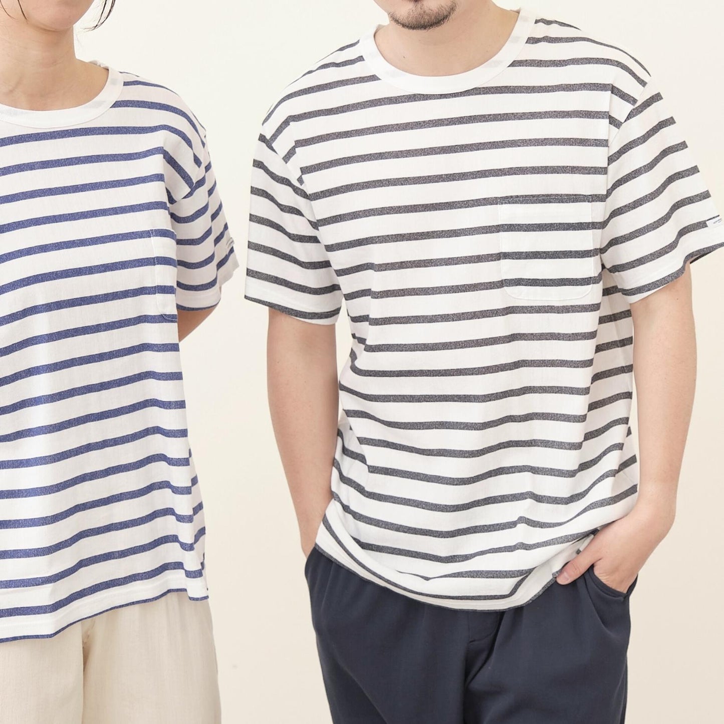 クルーネックポケットボーダーTシャツ(ユニセックス・半袖)_3413703