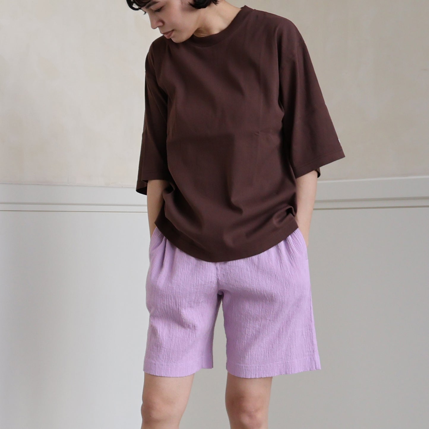 ワイド/クルーネックＴシャツ(ユニセックス・5分袖)_3415889