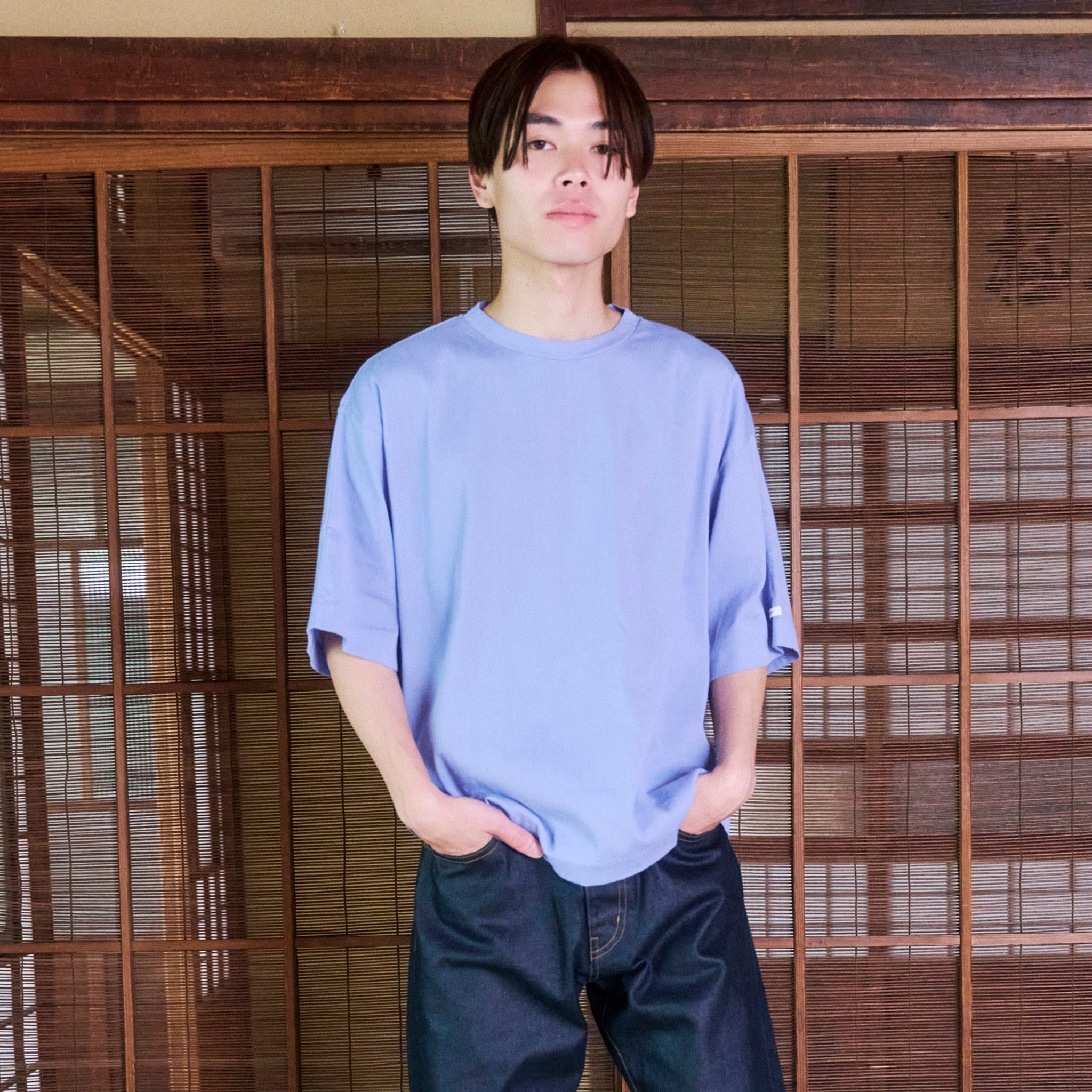 ワイド/クルーネックTシャツ(ユニセックス・5分袖)_3415889 – BIWACOTTON