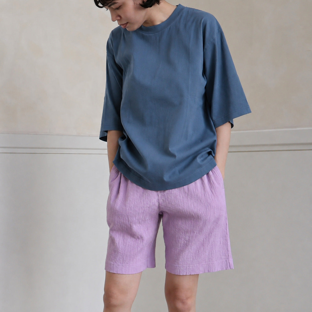 ワイド/クルーネックＴシャツ(ユニセックス・5分袖)_3415889