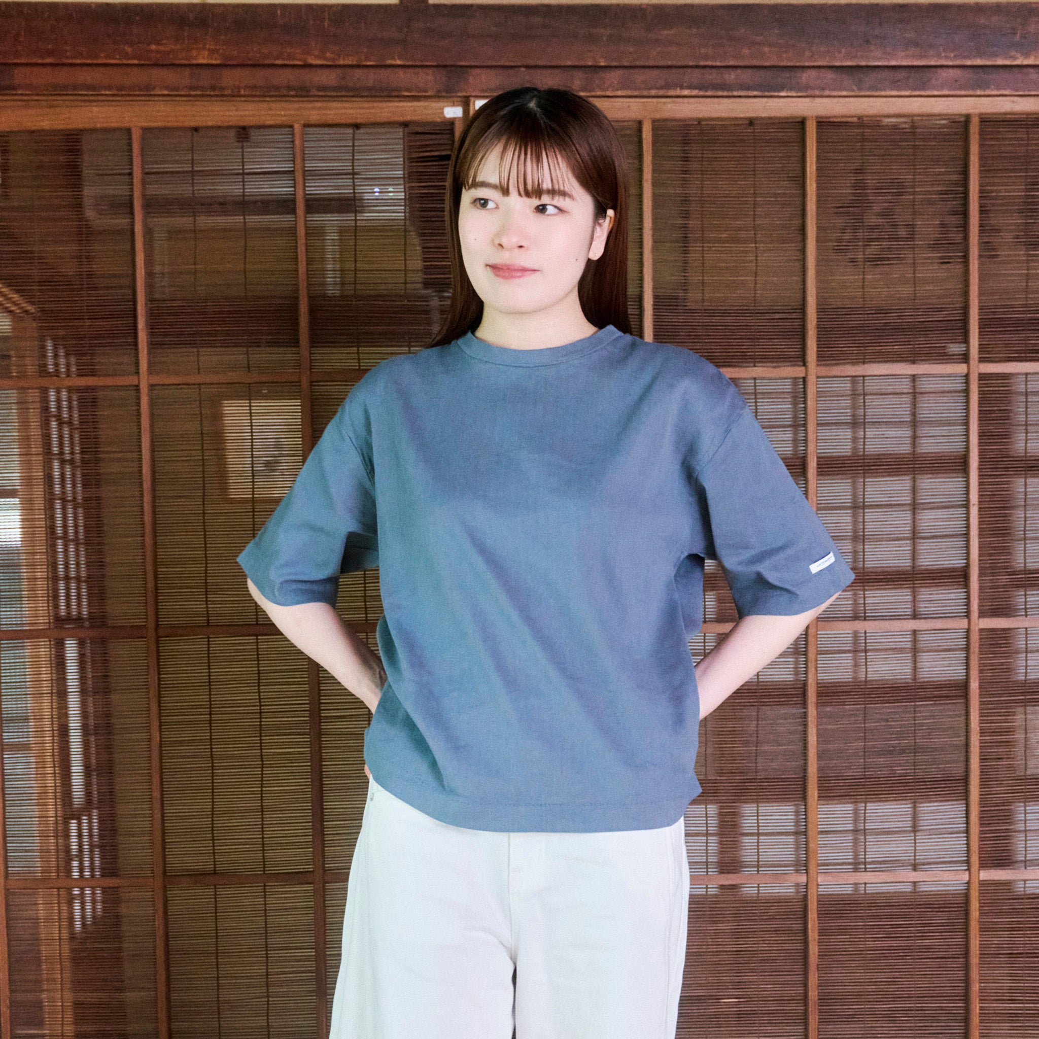 BIWACOTTON ワイド/クルーネックTシャツ(ユニセックス・5分袖