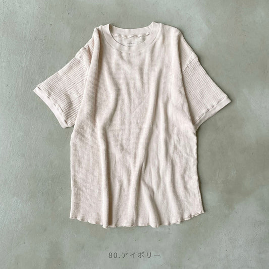 ビワッフルクルーネックTシャツ(ユニセックス・半袖)_3413814